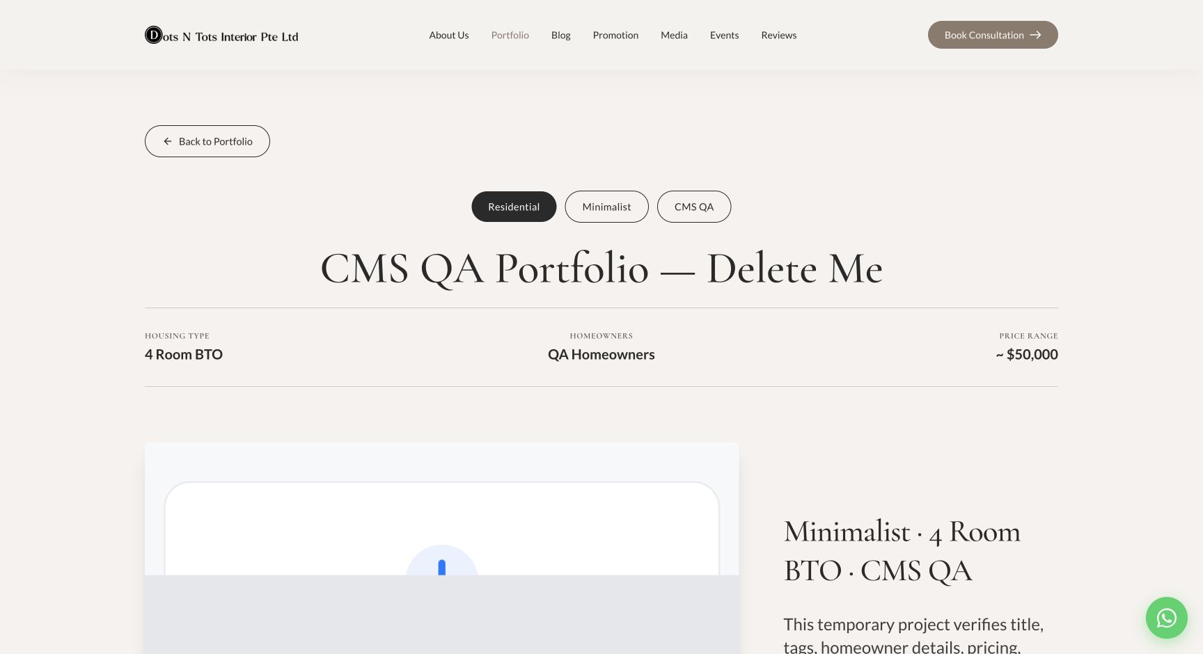 Portfolio project displayed on the public website