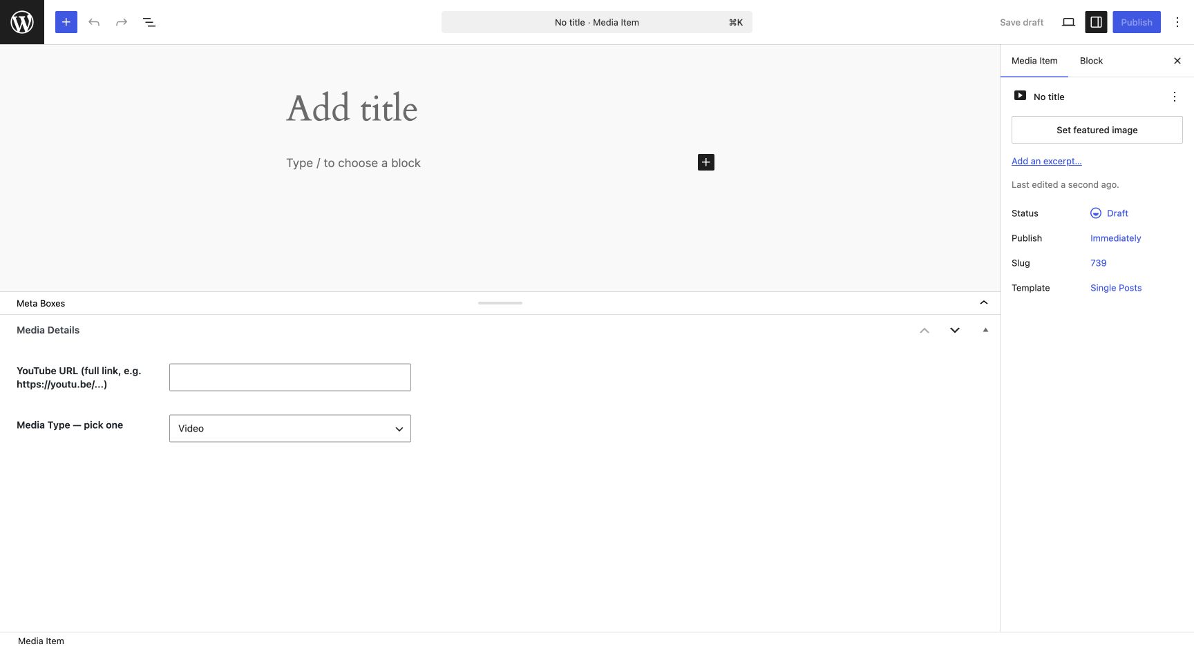 WordPress Media Item editor
