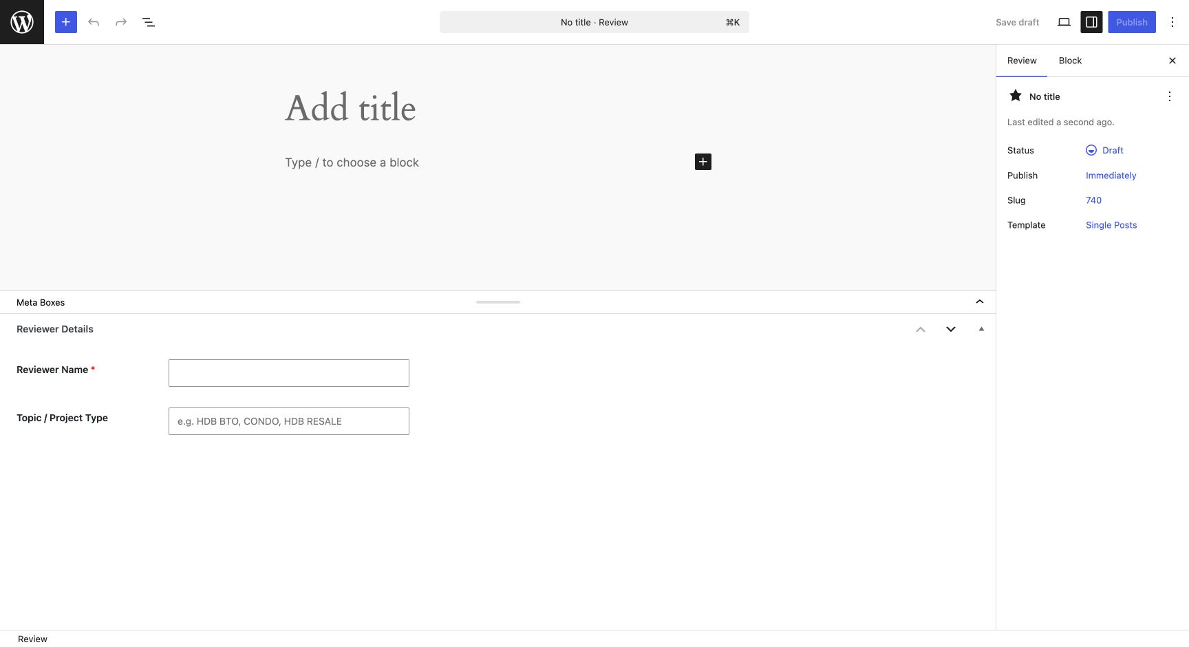 WordPress Review editor
