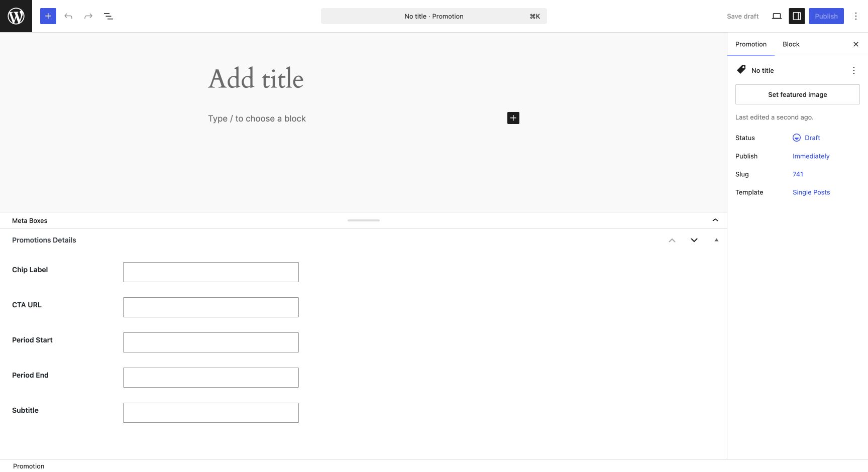 WordPress Promotion editor